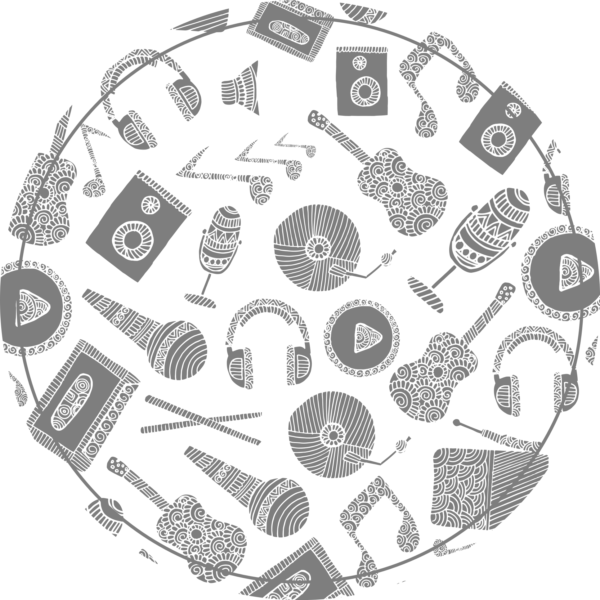 壁画 モアチルドレン 楽器のパターン - TENSTICKERS