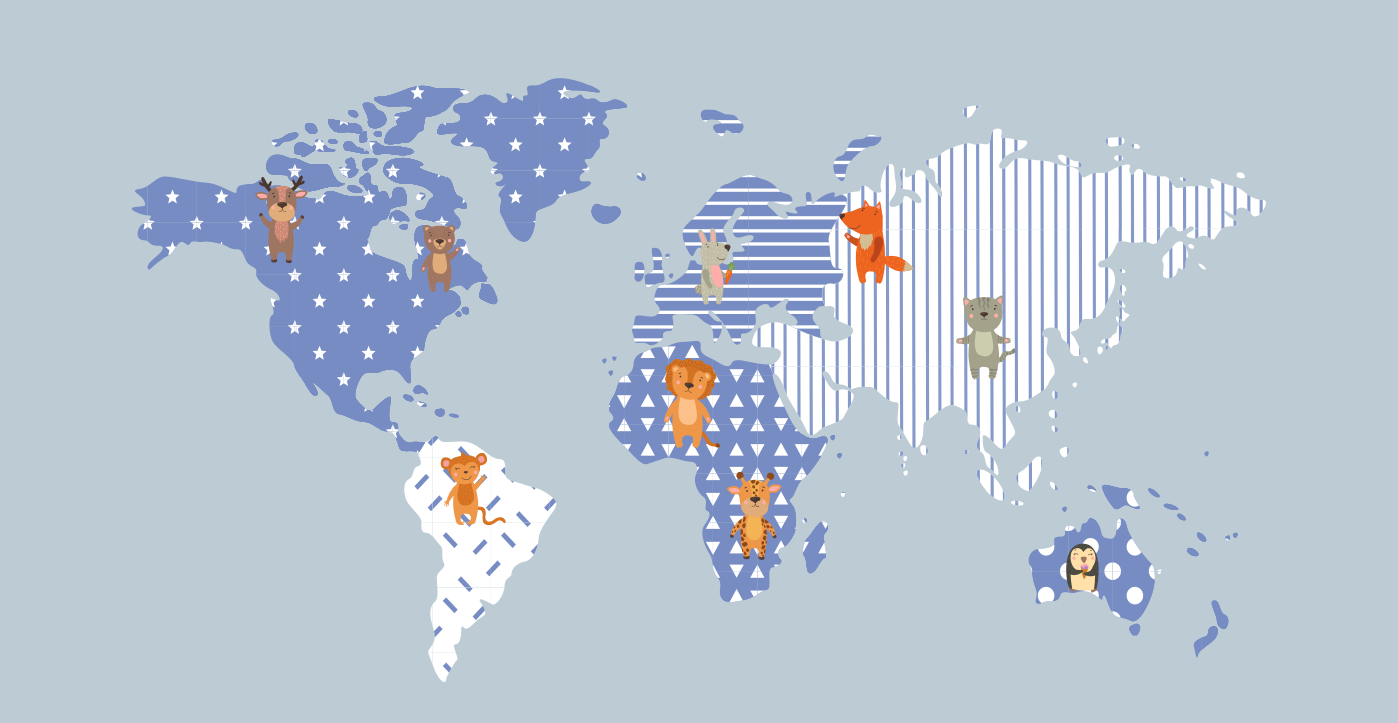 壁画 モアチルドレン 世界地図の冒険 - TENSTICKERS