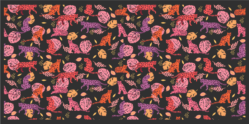 動物 ビニールマット カラフルジャングルキャッツ - TENSTICKERS