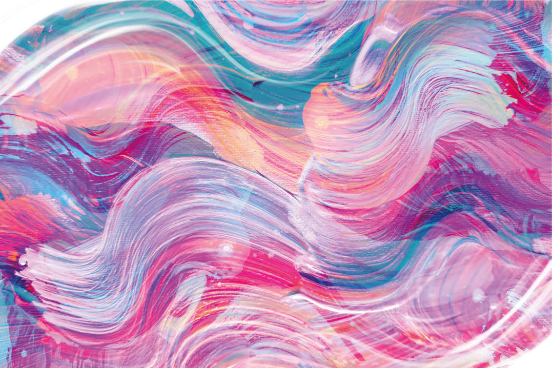 壁画 モアチルドレン 鮮やかな抽象曲線 - TENSTICKERS