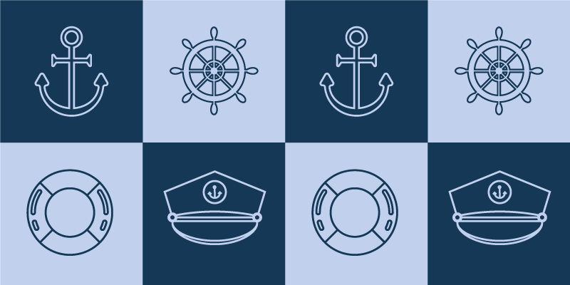 世界地図 ビニールマット 航海テーマのアイコン - TENSTICKERS