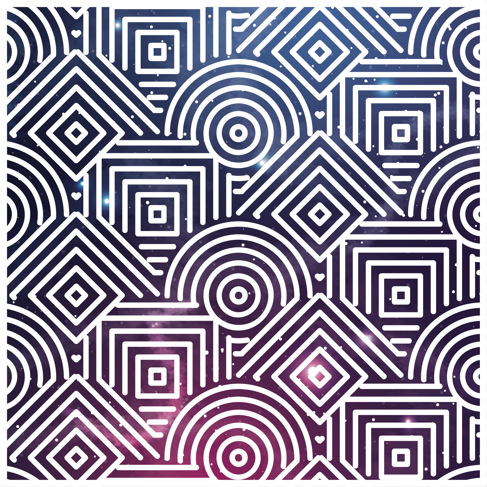 幾何学的なビニールマット 複雑な円と四角形 - TENSTICKERS