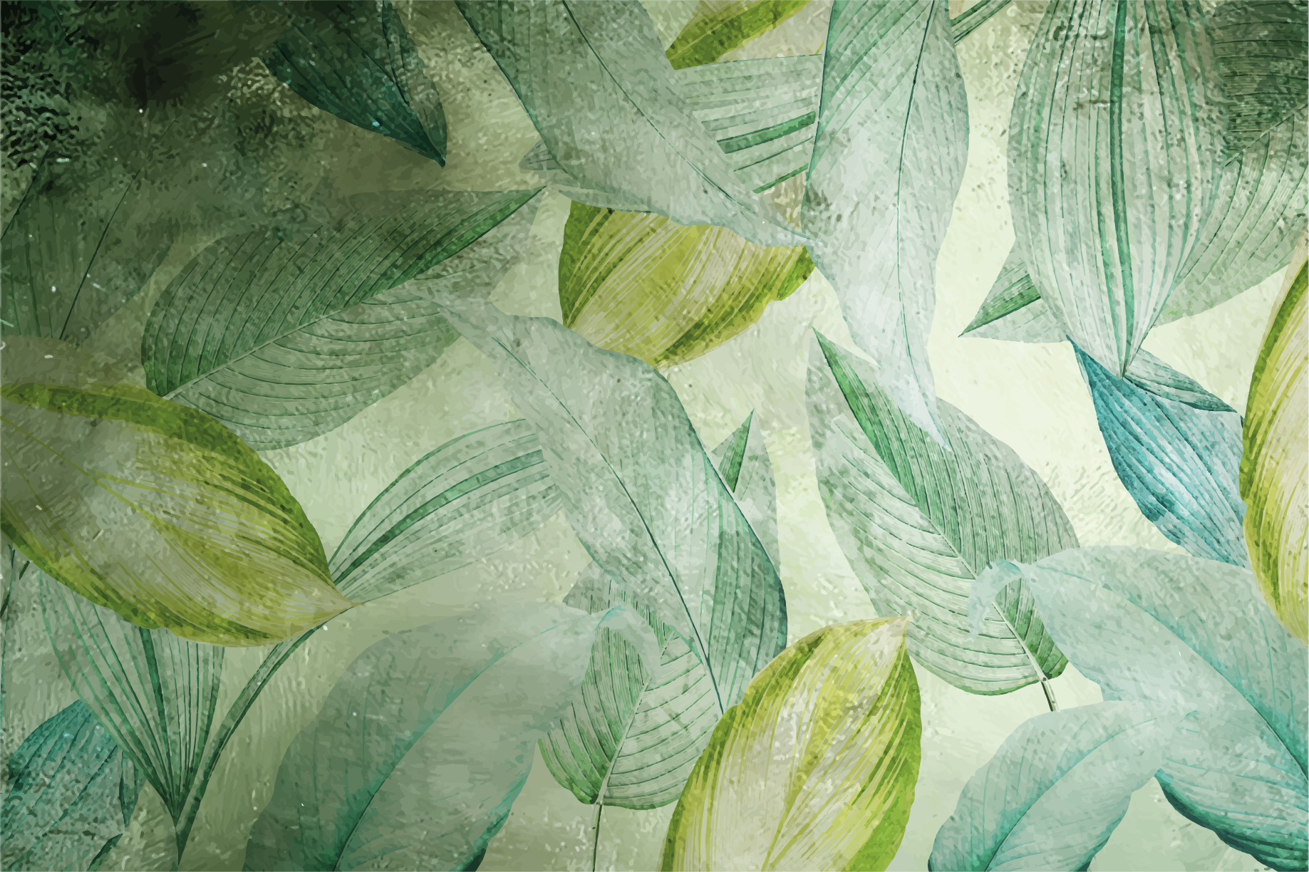 フォトミュラルネイチャー 鮮やかな緑のモチーフ - TENSTICKERS