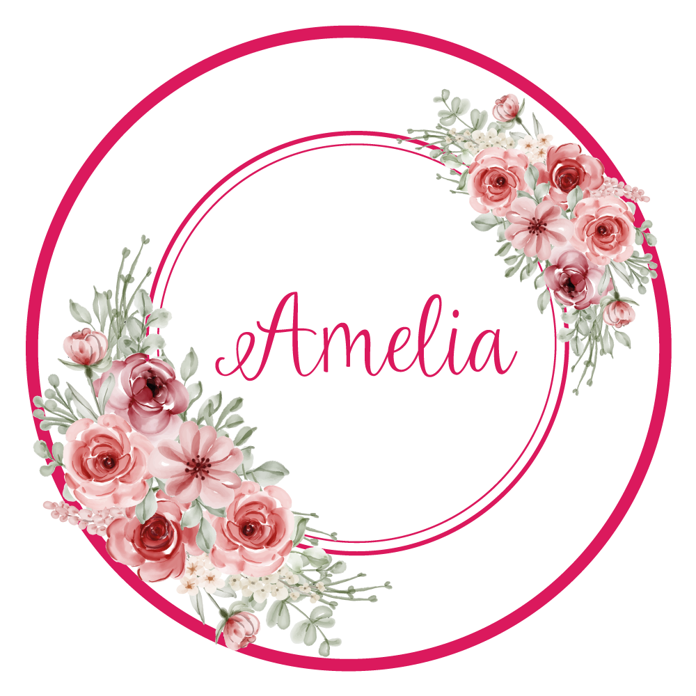 寝室 ビニールマット 名前入りフラワーモノグラム - TENSTICKERS