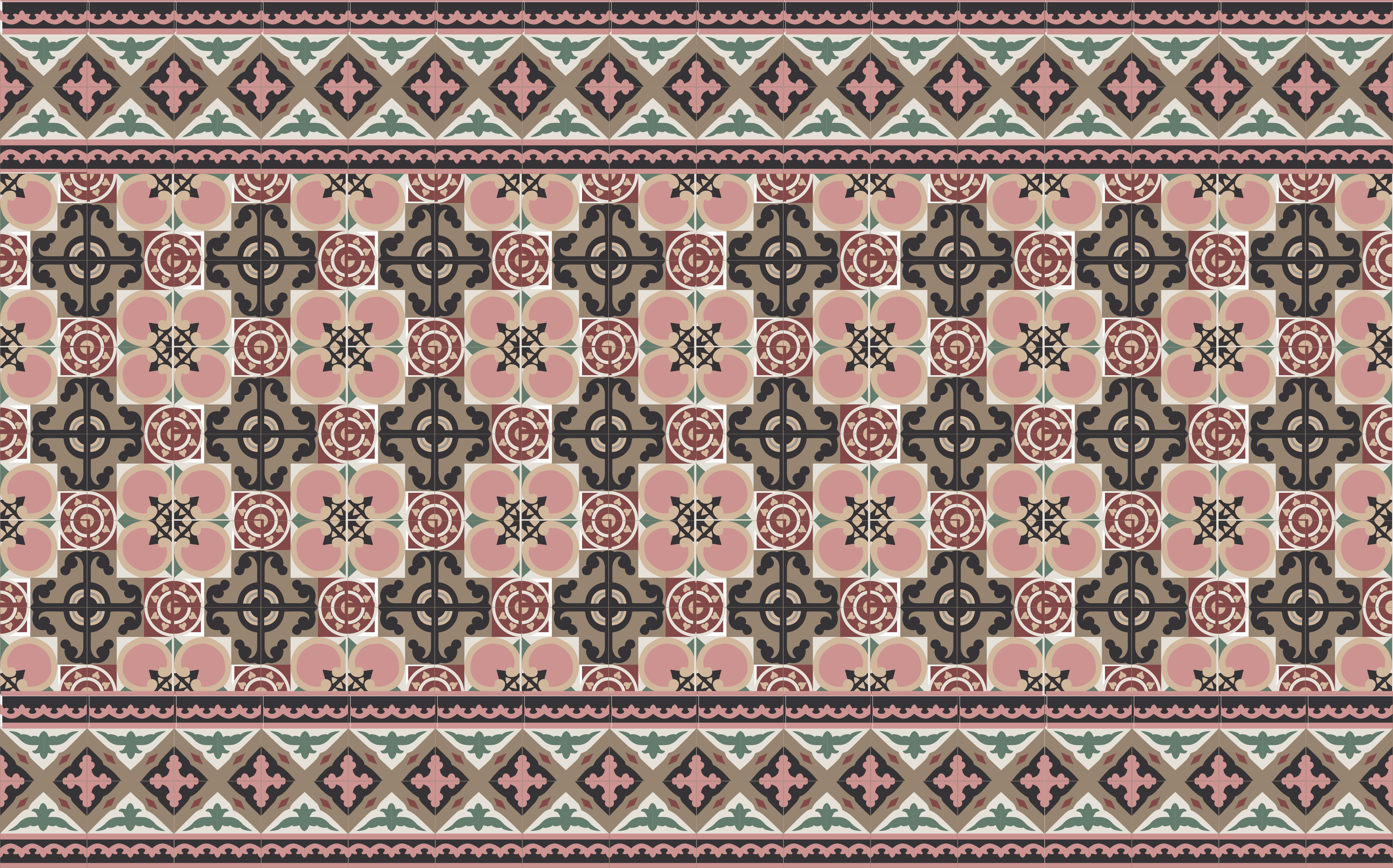 キッチン マット ビニール レトロな植物モチーフ - TENSTICKERS