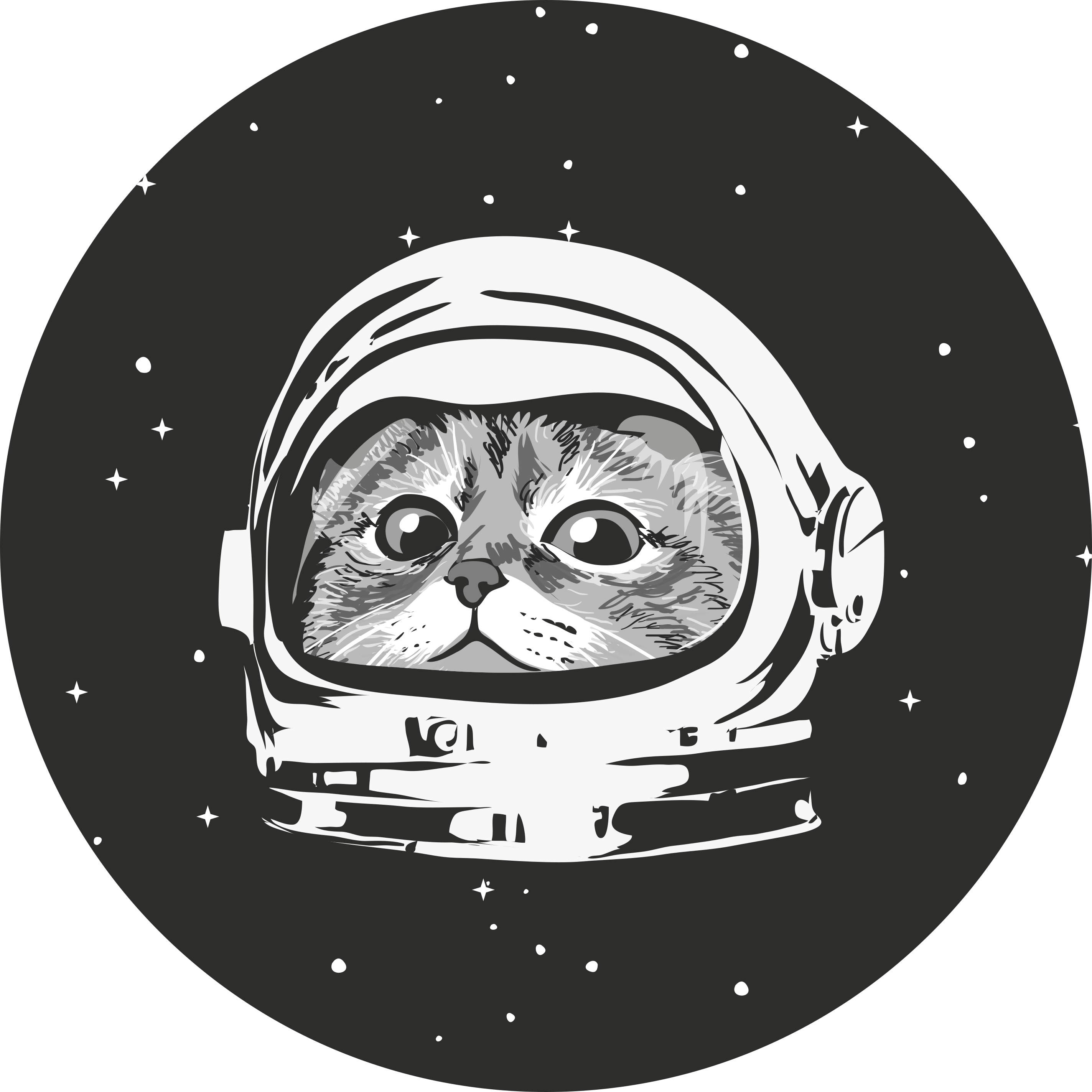 宇宙飛行士のヘルメットの寝室の敷物とかわいい猫 - TENSTICKERS
