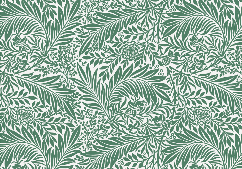 花と植物の壁画 緑の葉模様 - TENSTICKERS