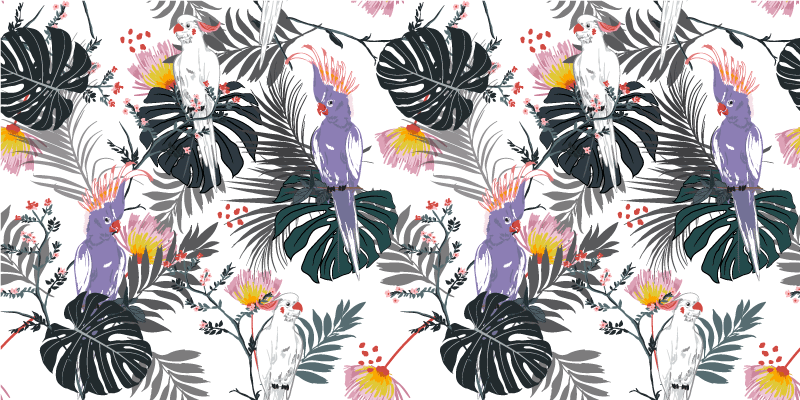 リビングルーム ビニールマット トロピカルリーフアレンジメント - TENSTICKERS