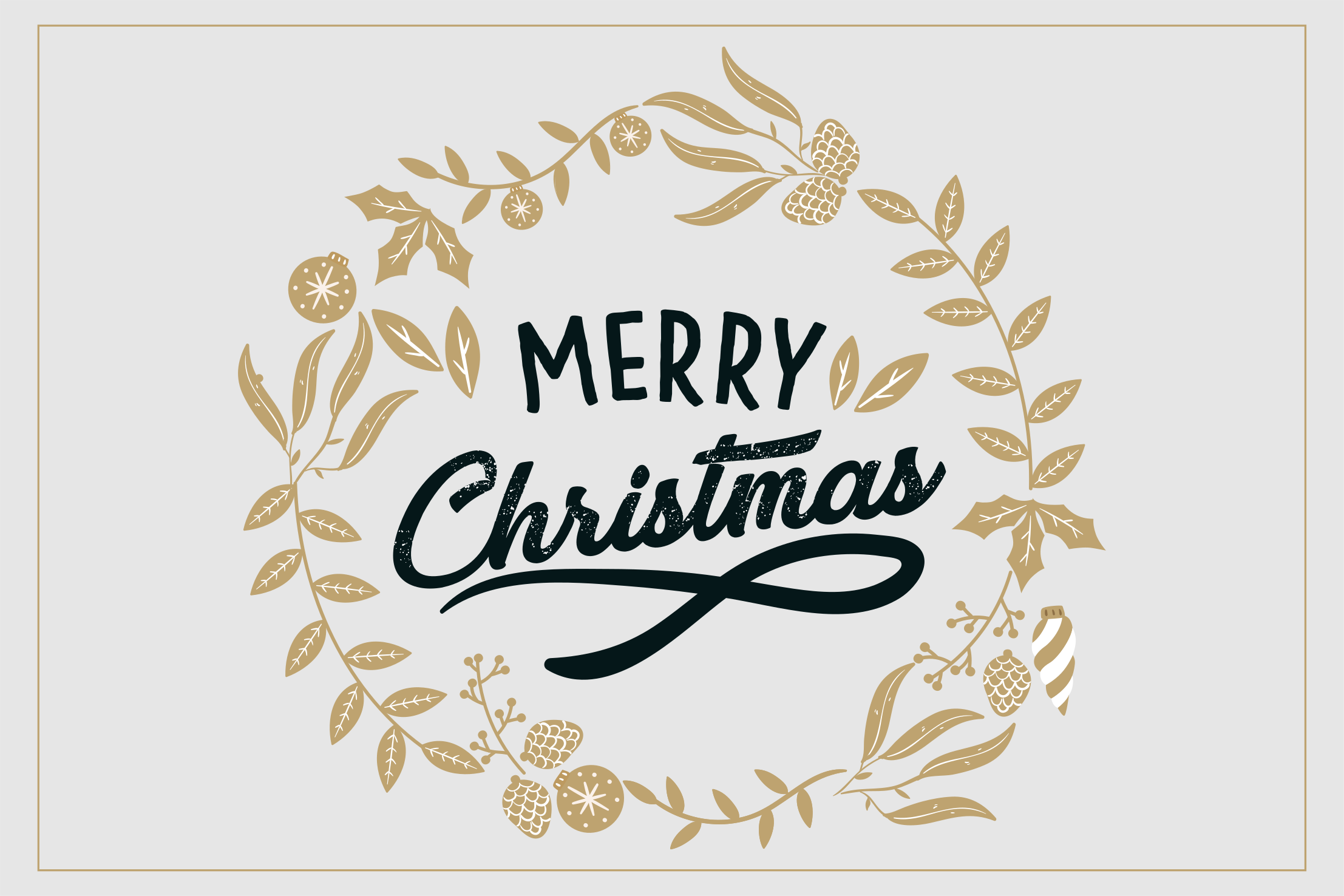 クリスマスの壁画楽しい金色の挨拶 - TENSTICKERS