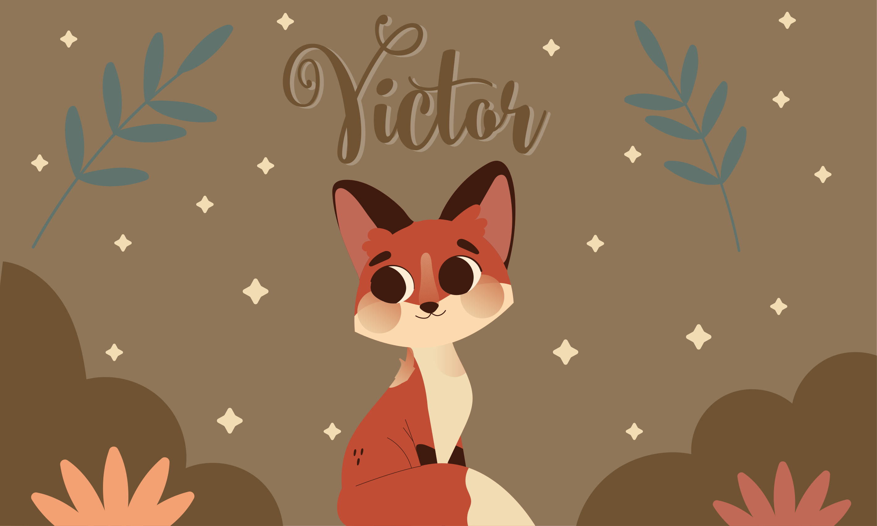 名前 ビニールマット キュートフォックスデザイン - TENSTICKERS