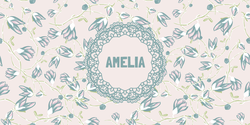 寝室 ビニールマット 名前入り花柄デザイン - TENSTICKERS