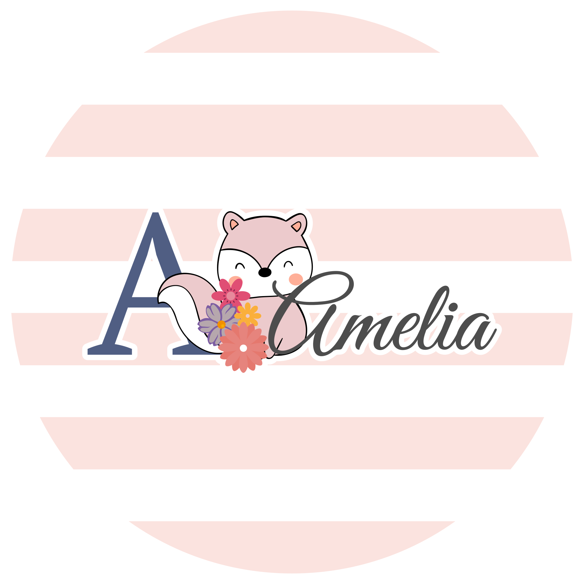 名前 ビニールマット カスタマイズ可能な狐デザイン - TENSTICKERS