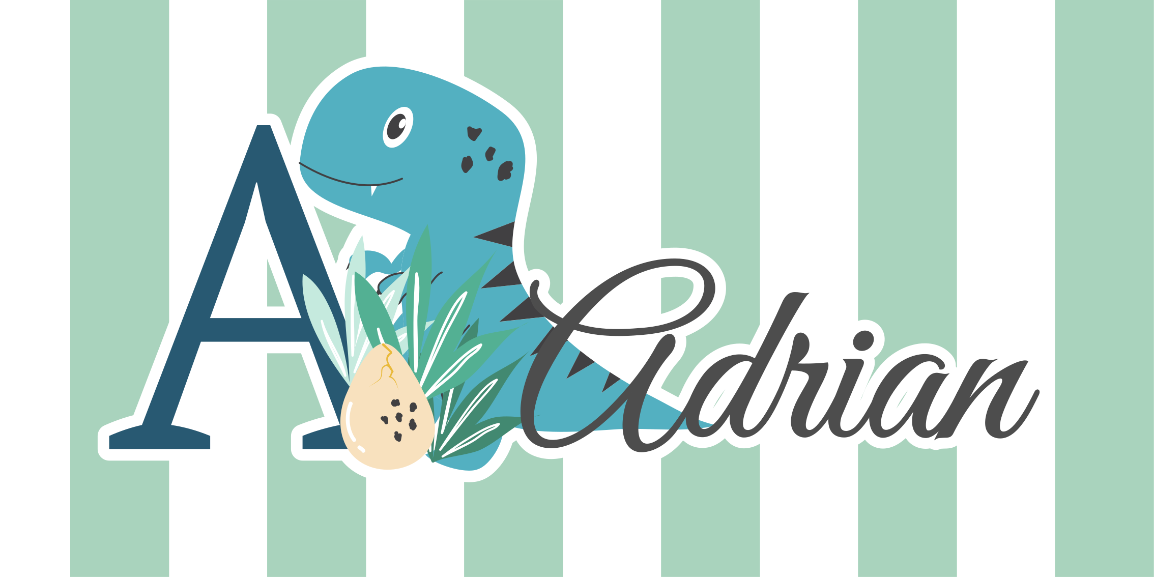 保育園 ビニールマット イニシャルと名前入りベイビー・レックス - TENSTICKERS