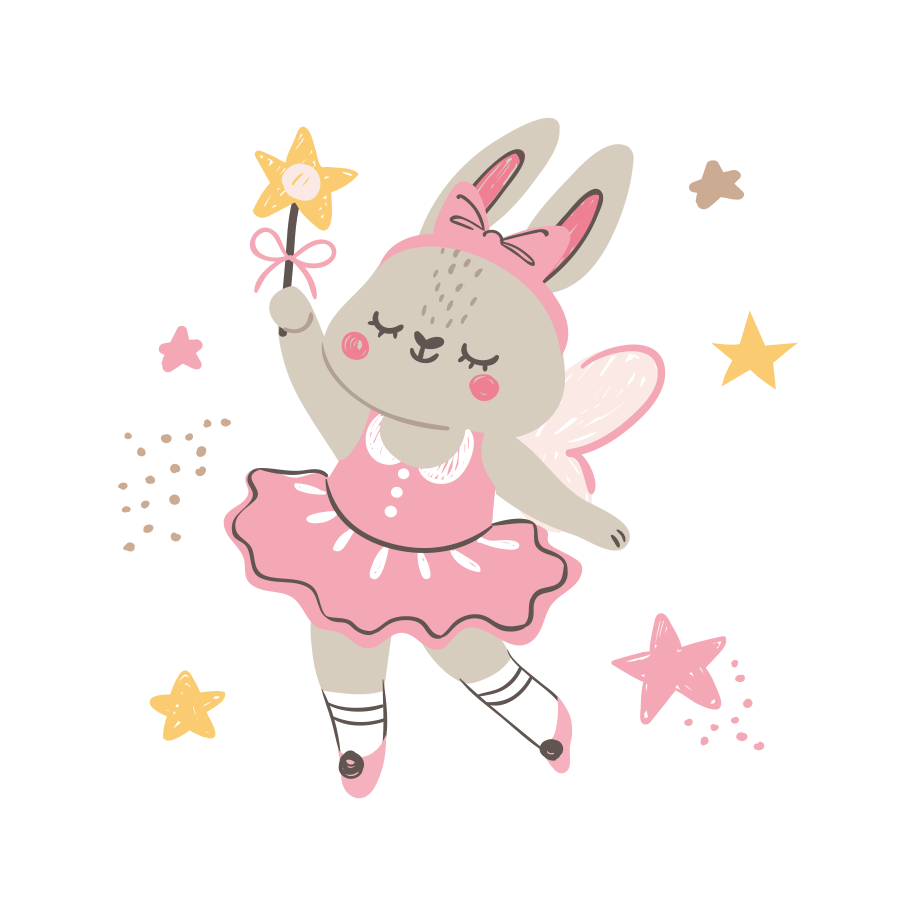 ウサギの妖精のイラストスターキッズビニールラグ - TENSTICKERS