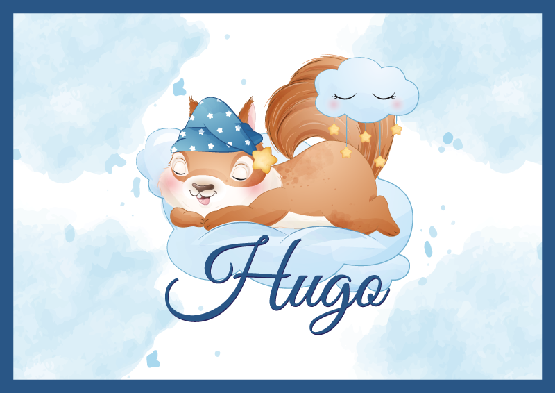 名前 ビニールマット かわいいリスの夢 - TENSTICKERS