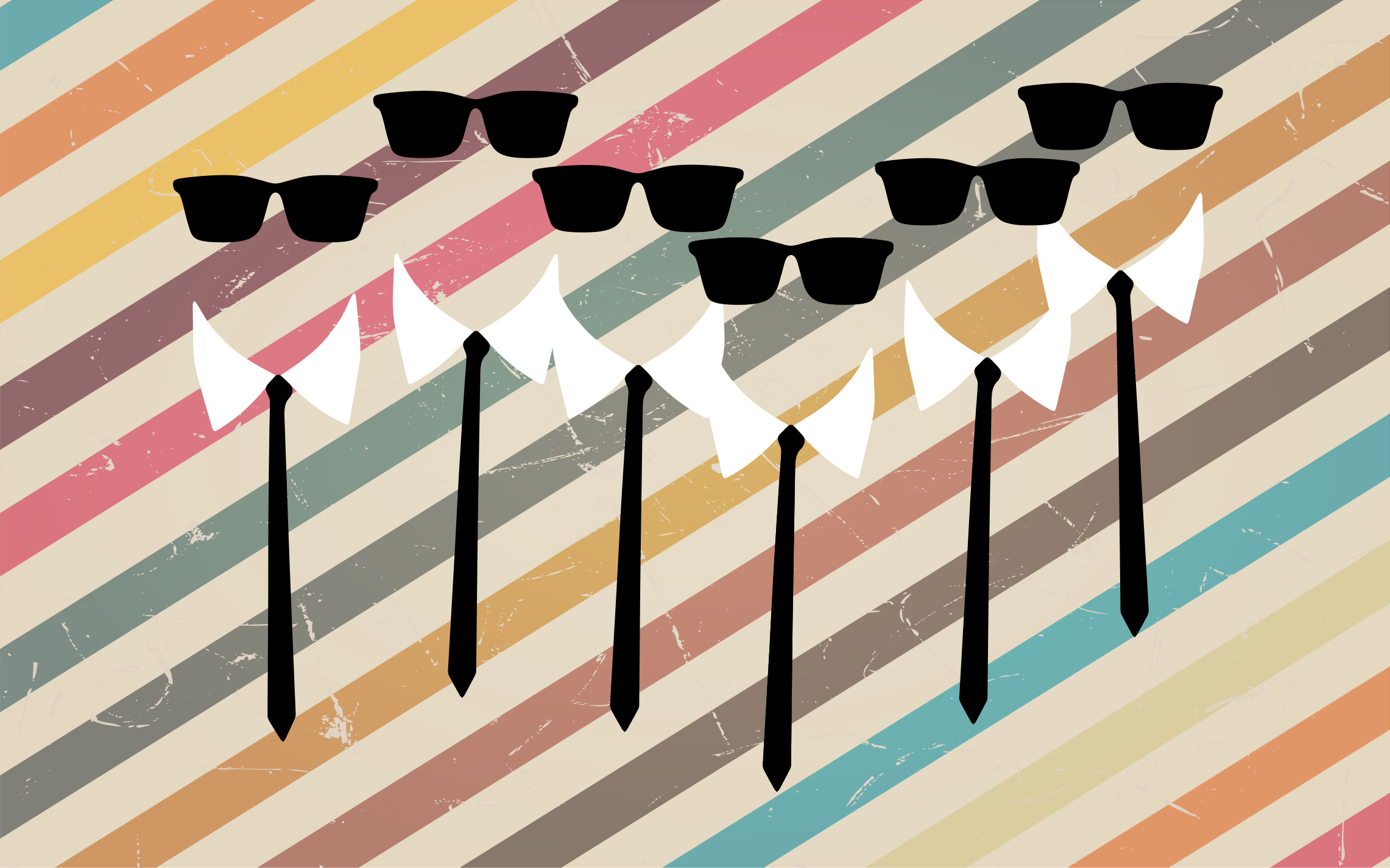 縞模様のビニールマットおしゃれなグループ服装 - TENSTICKERS