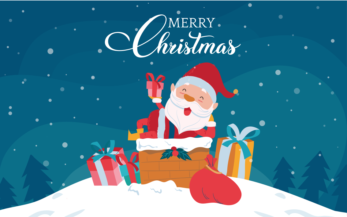 クリスマスの壁画楽しいサンタの雰囲気 - TENSTICKERS
