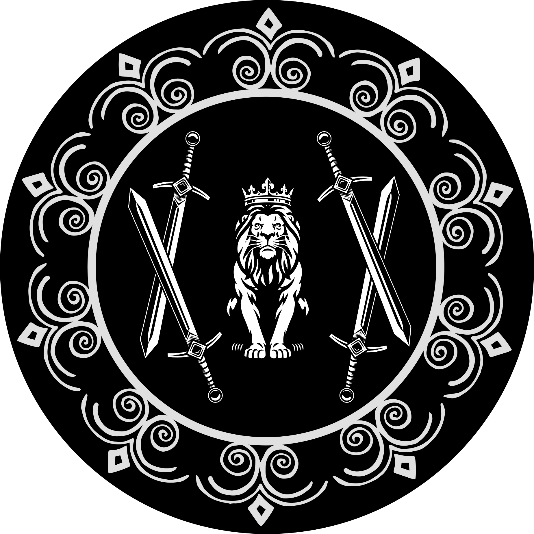 円形 ビニールマット 雄大なライオンの紋章 - TENSTICKERS