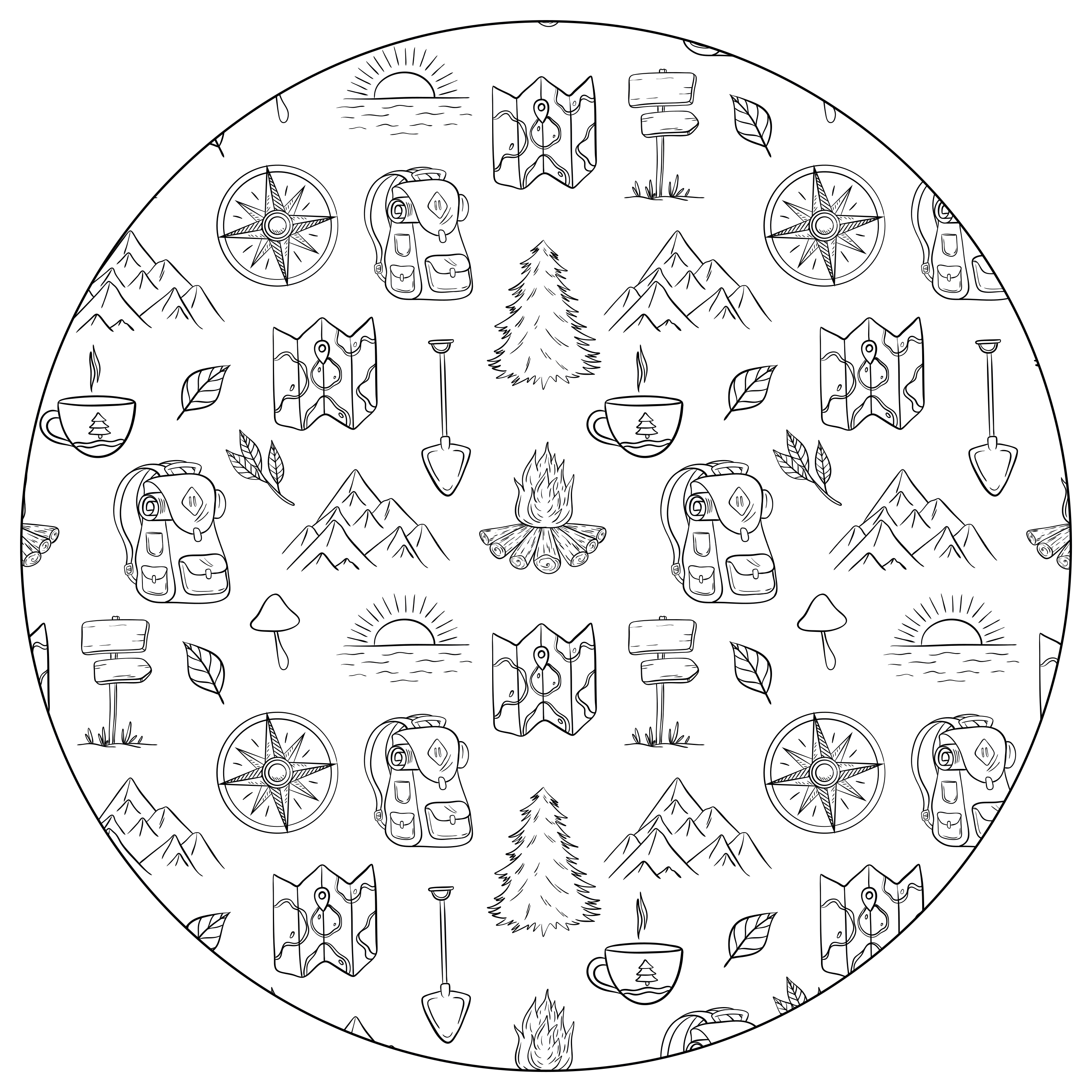 壁画 モアチルドレン キャンプアドベンチャーアイコン - TENSTICKERS