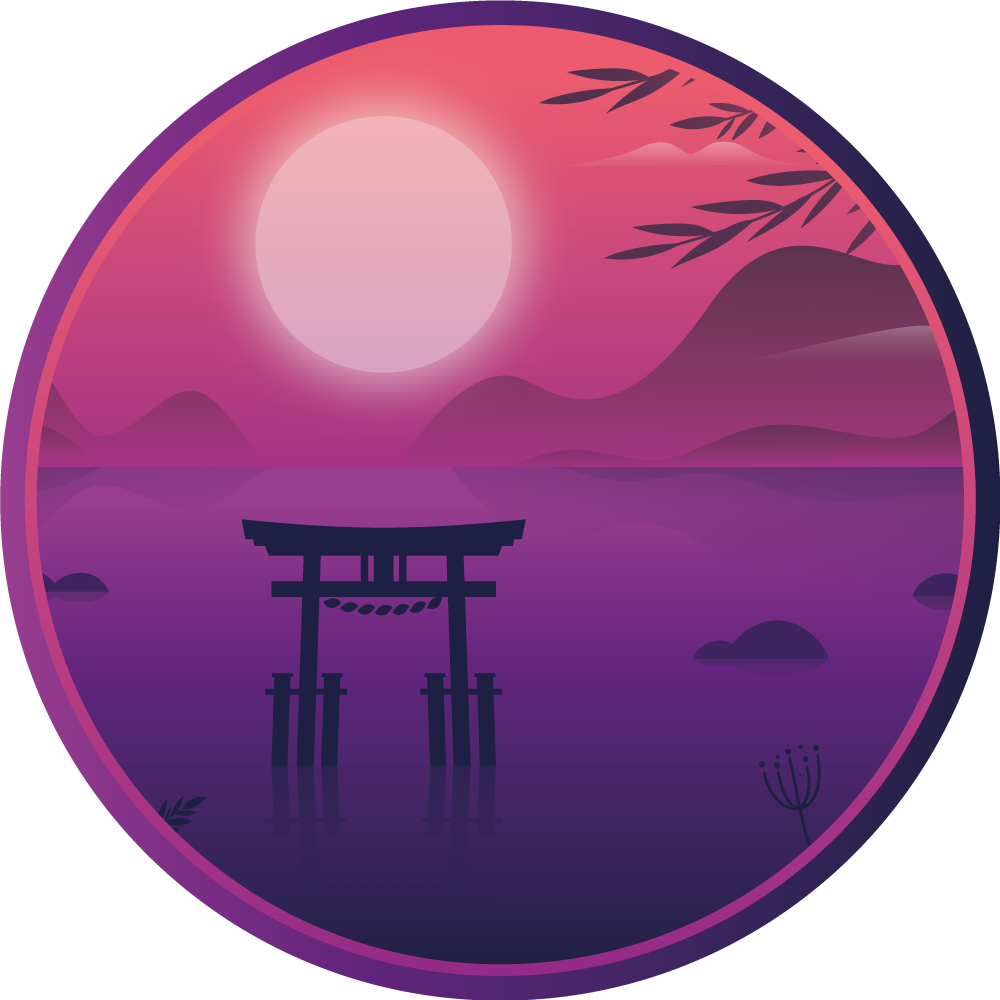円形 ビニールマット 穏やかな夕焼けの風景 - TENSTICKERS
