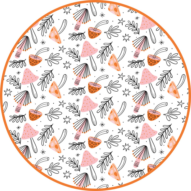 花と植物の壁画北欧のきのこモチーフ - TENSTICKERS