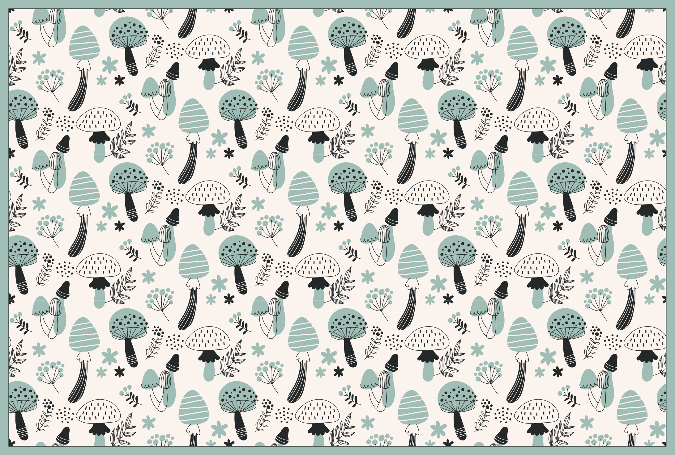 ライトブルーブラウンマッシュルーム柄フローラルラグ - TENSTICKERS