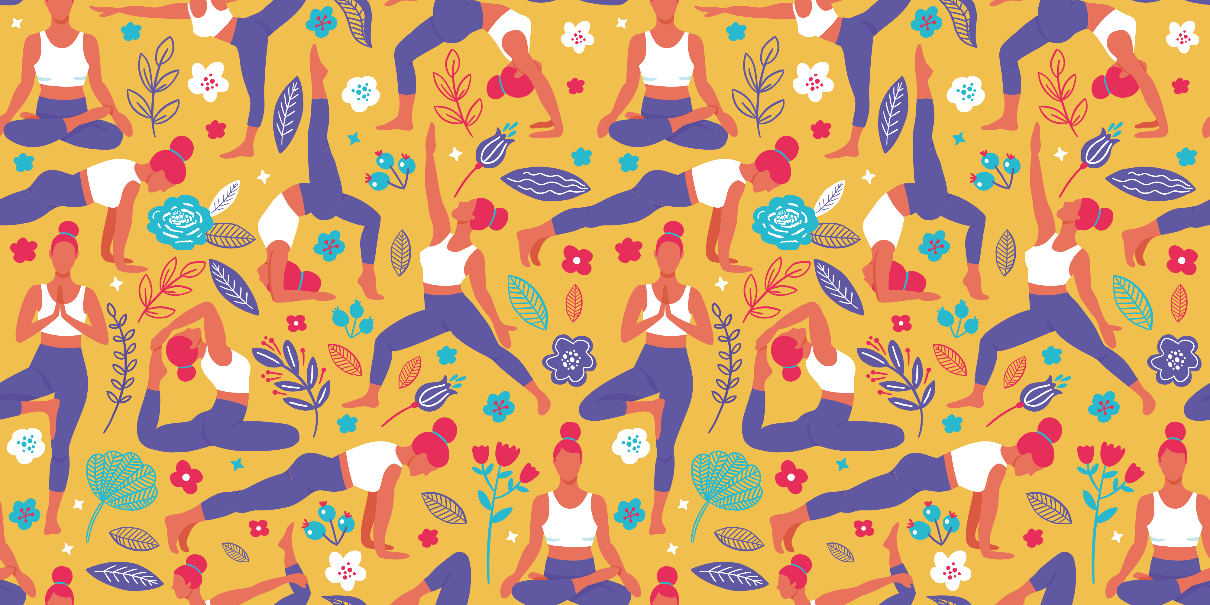 十代の若者たち ビニルマット 鮮やかなヨガモチーフ - TENSTICKERS