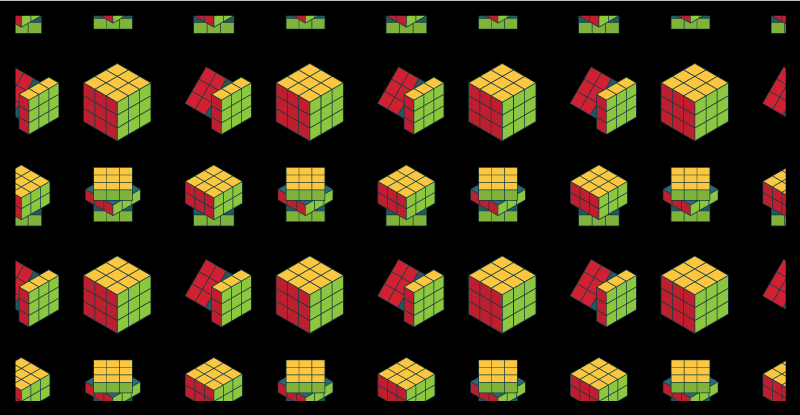 カラフルなルービックキューブパターンのヴィンテージラグ - TENSTICKERS