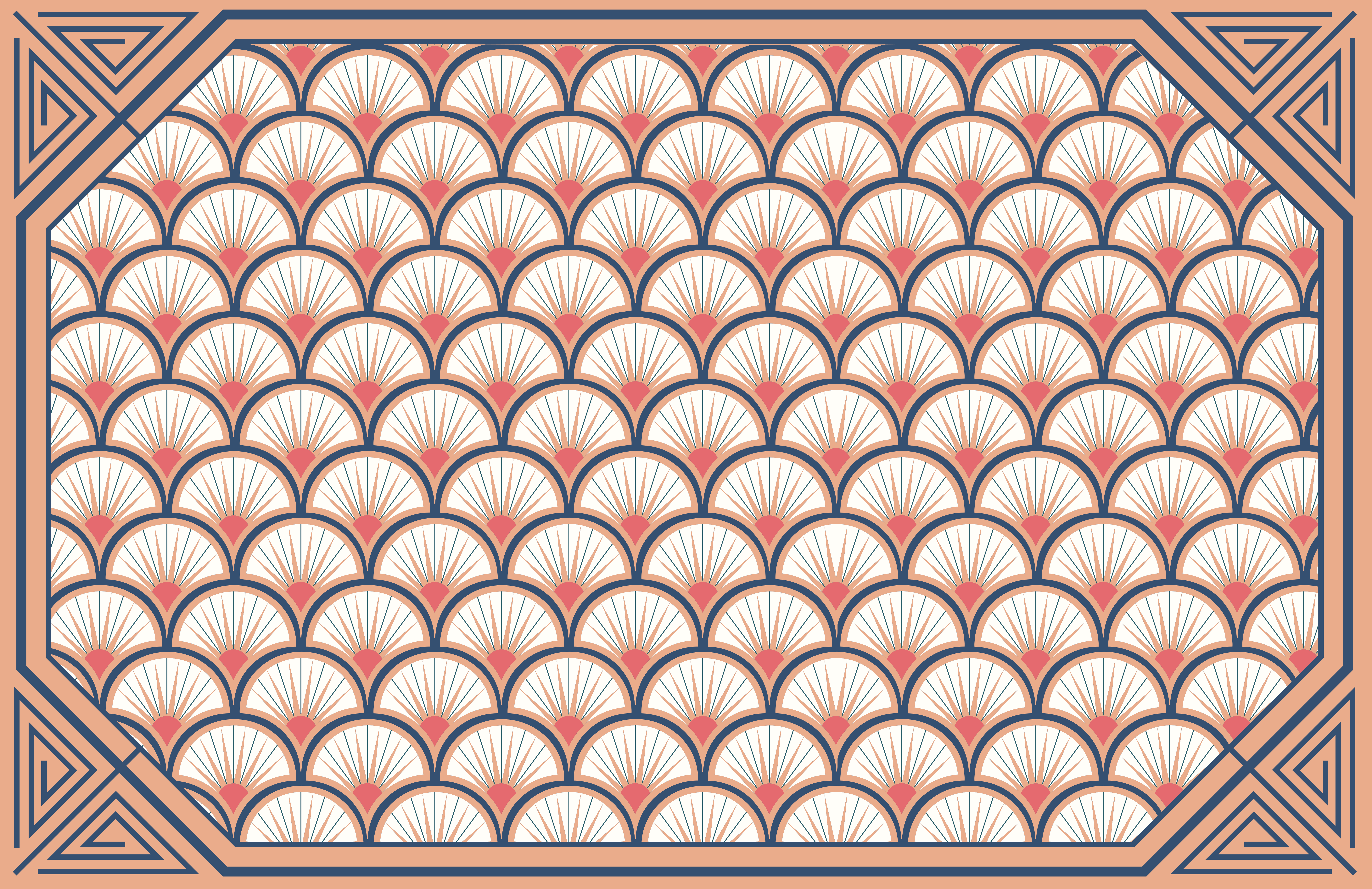 アールデコパープルピンクパターンタイルカーペット - TENSTICKERS