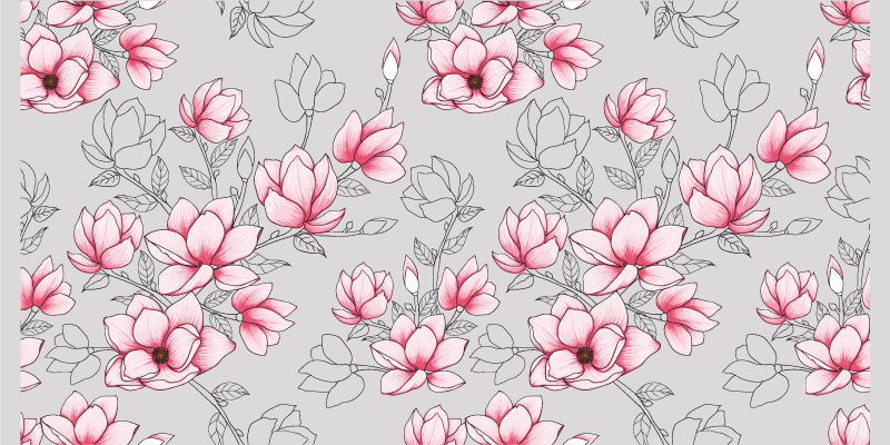 花と植物の壁画ピンクの花柄 - TENSTICKERS