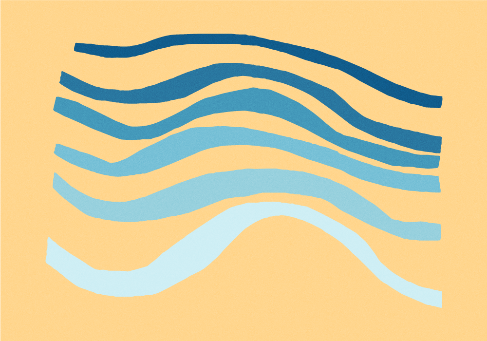 ミニマリスト ビニールマット 曲線の波モチーフ - TENSTICKERS