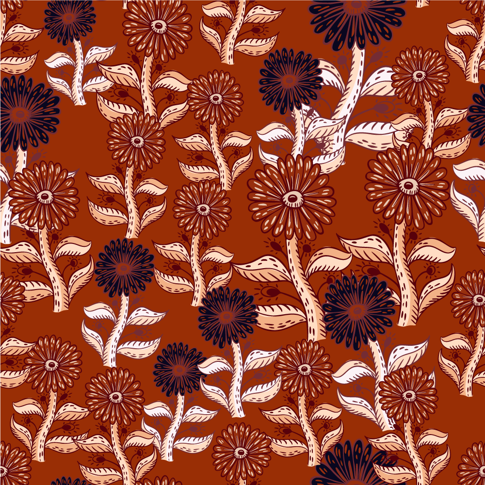 花と植物の壁画 花柄のハーモニー - TENSTICKERS