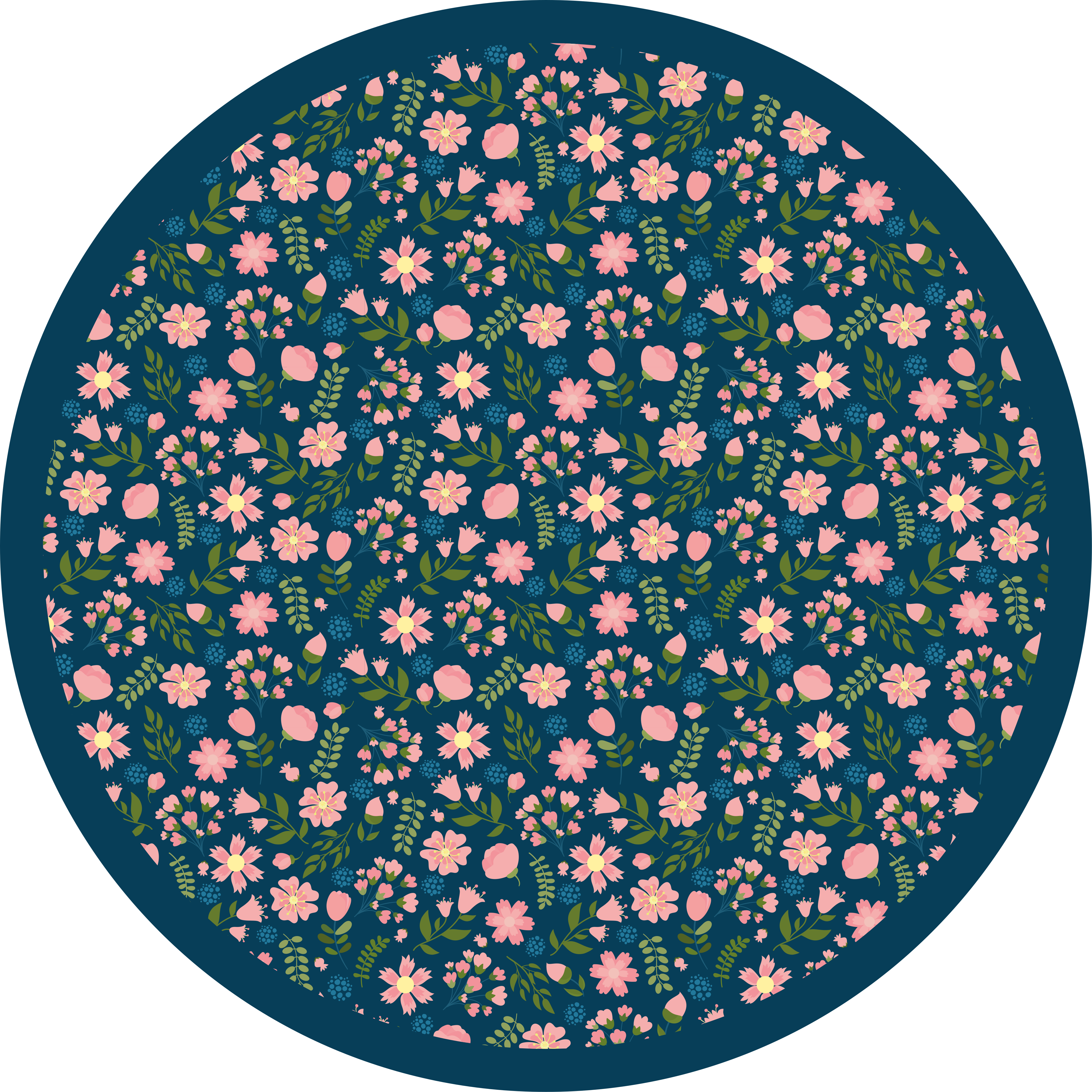 花と植物の壁画 花の円形模様 - TENSTICKERS