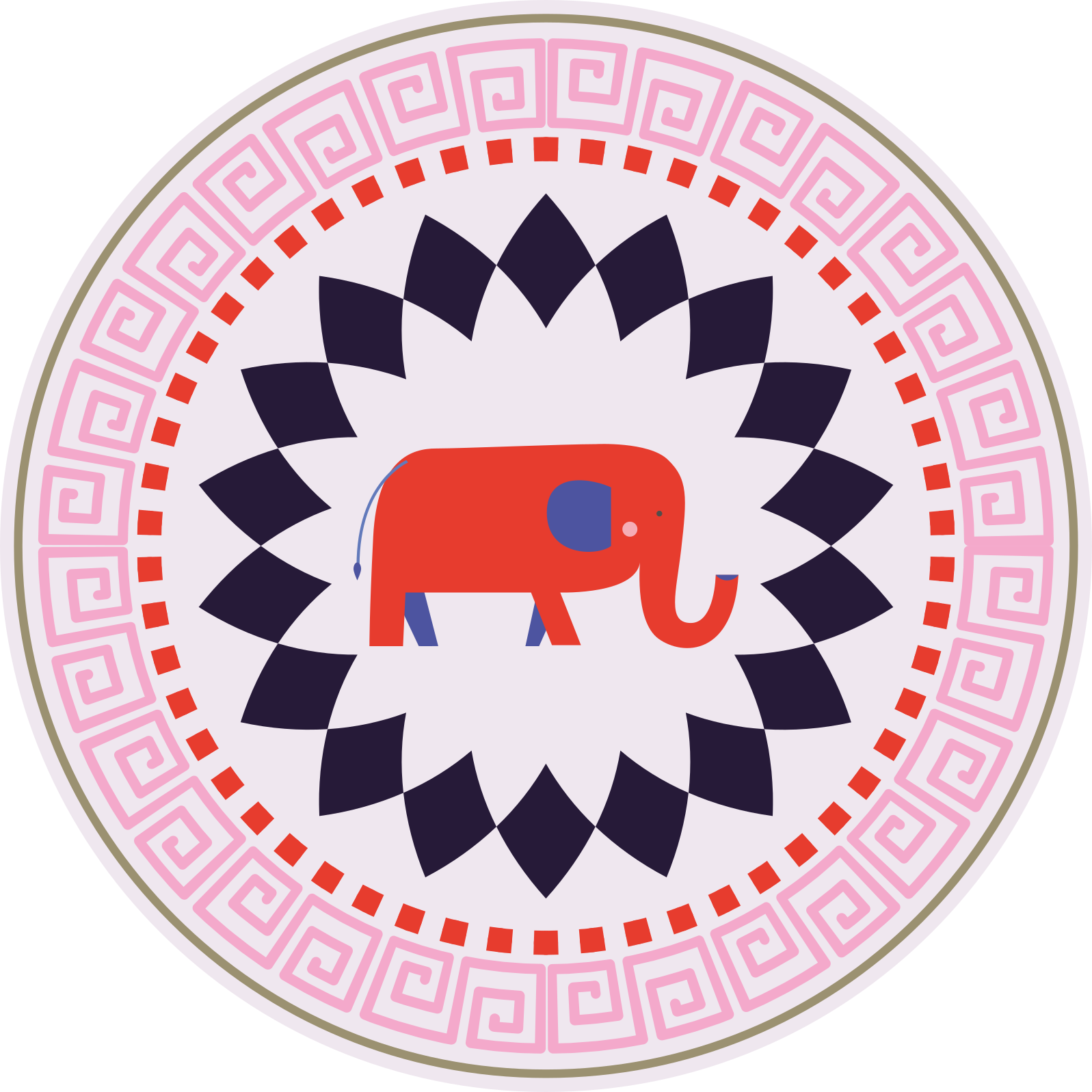 赤い民族象の赤ちゃんのプレイマット - TENSTICKERS