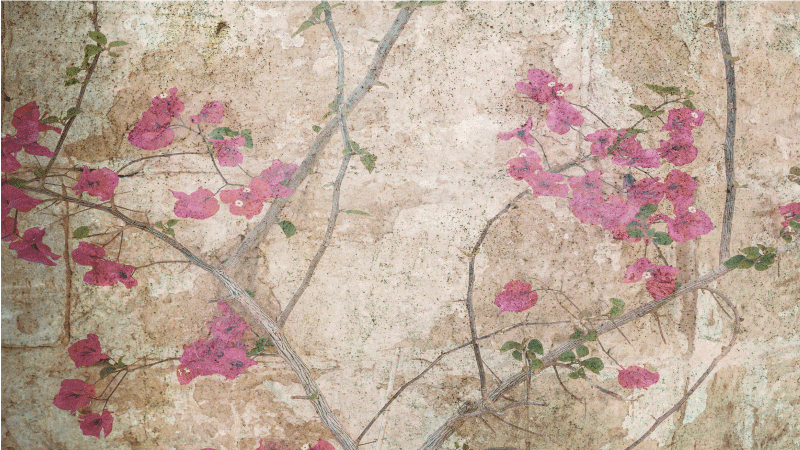 花と植物の壁画 花の枝のオーバーレイ - TENSTICKERS