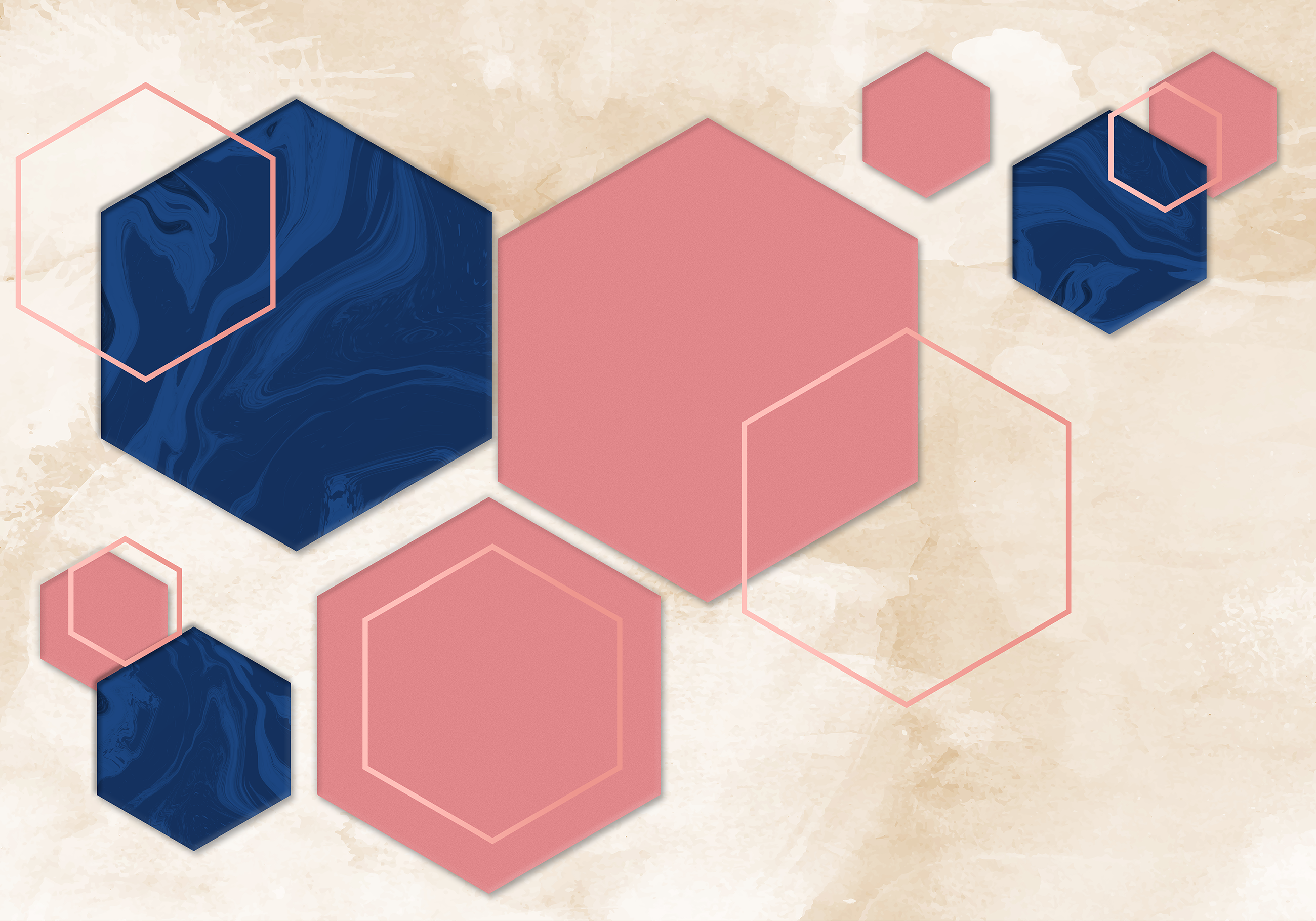 幾何学的な ビニールマット 抽象的な六角形 - TENSTICKERS