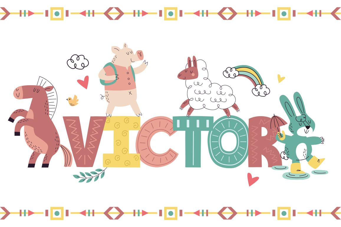 名前 ビニールマット 遊び心のあるアルファベットの動物 - TENSTICKERS