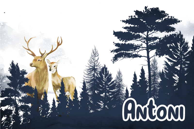 名前 ビニールマット 森林動物のシルエット - TENSTICKERS