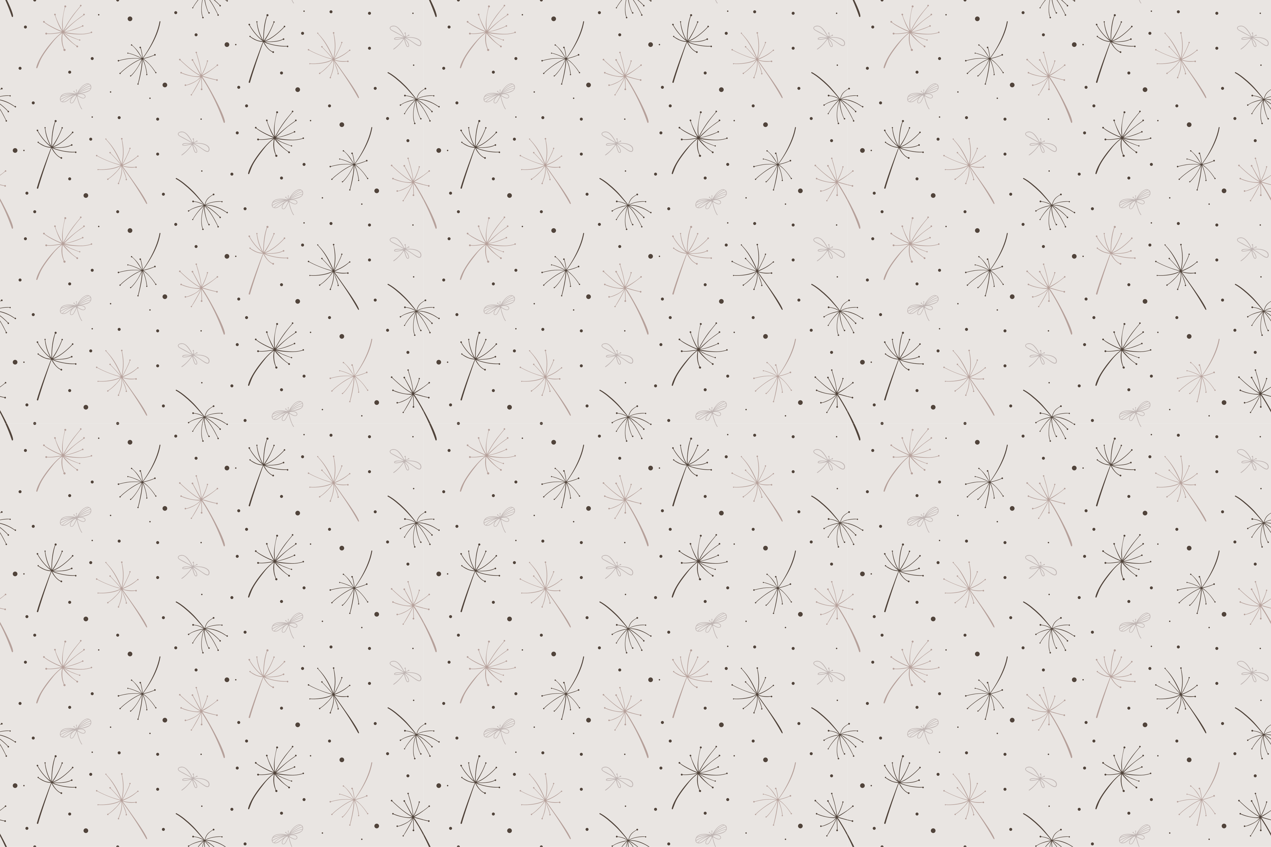 花と植物の壁画 タンポポ模様 - TENSTICKERS