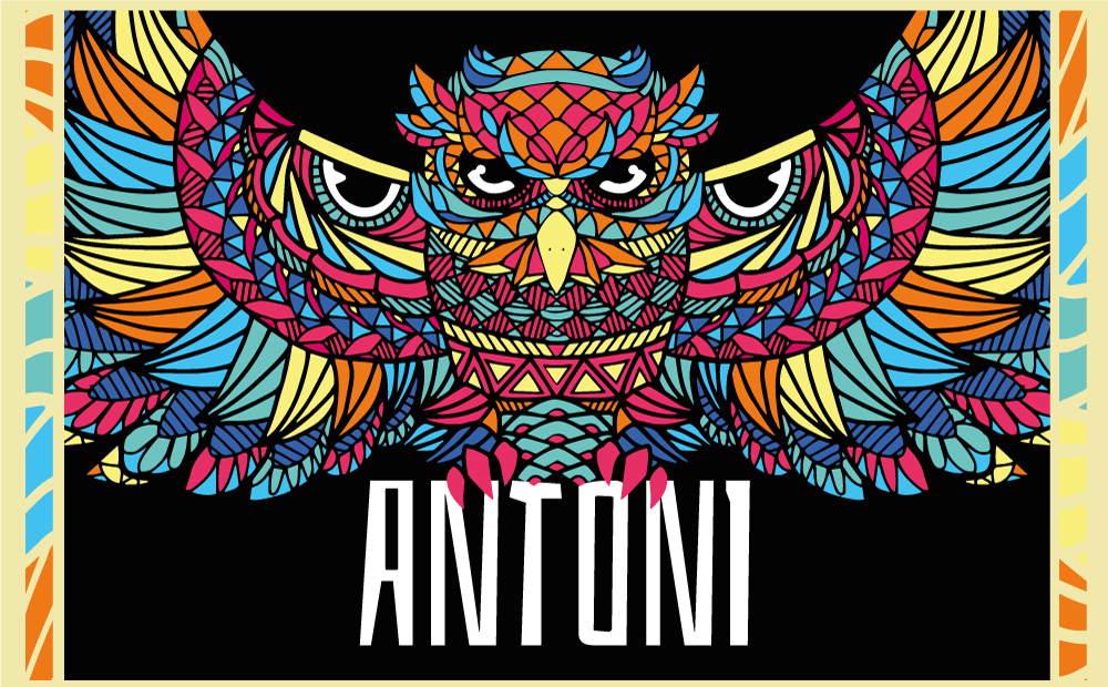 名前 ビニールマット カラフルなフクロウのカスタマイズ - TENSTICKERS