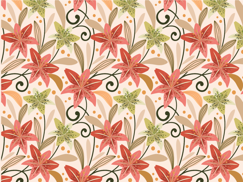 花と植物の壁画 花の渦巻き模様 - TENSTICKERS