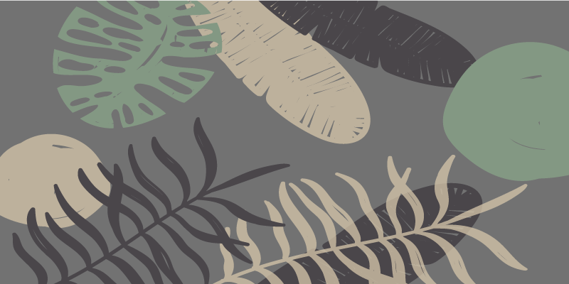 花と植物の壁画 botanical Leaf Pattern Design - TENSTICKERS