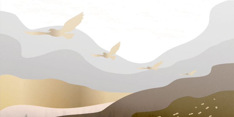 動物 ビニールマット 鳥のシルエットの風景 - TENSTICKERS