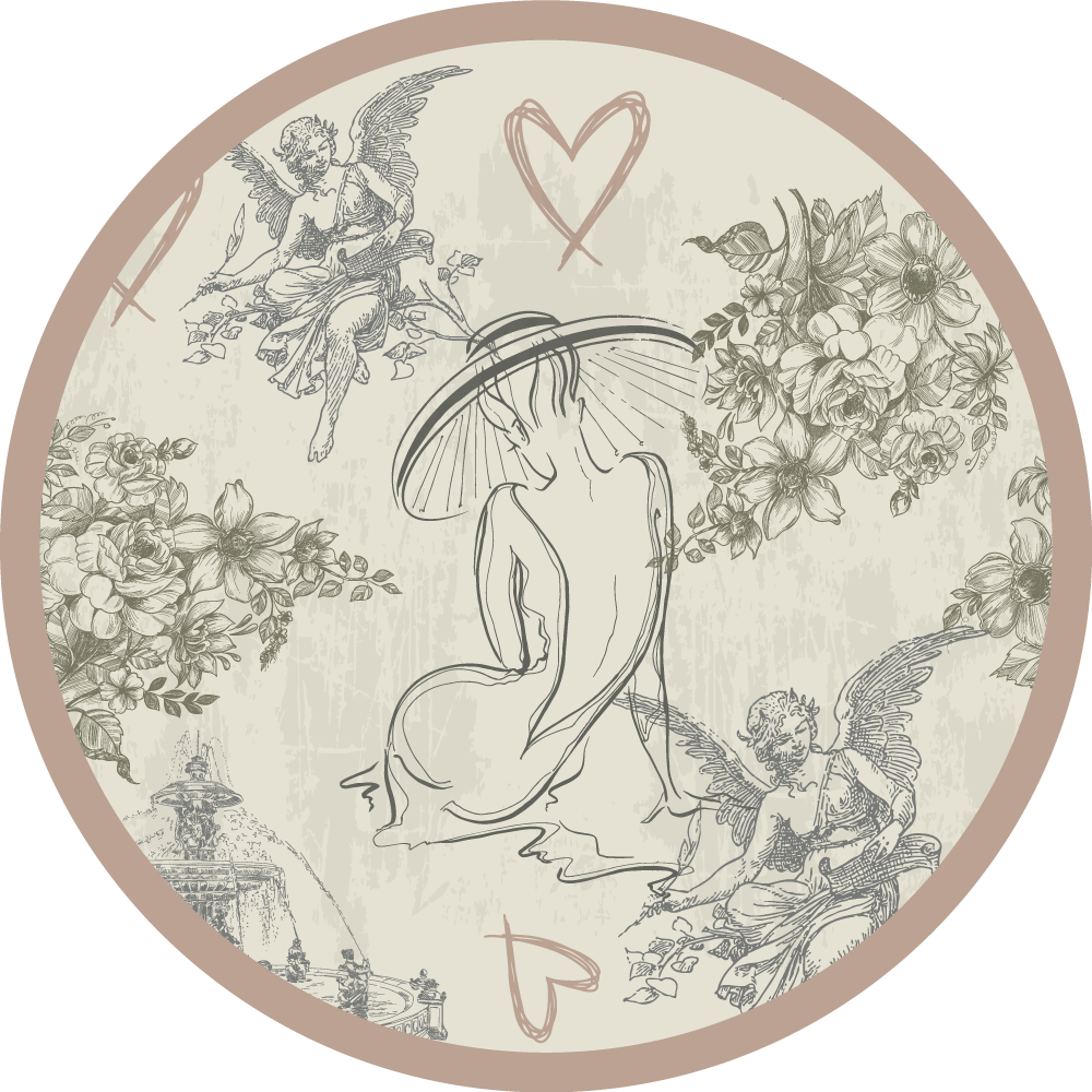 円形 ビニールマット 円形の天使の花のモチーフ - TENSTICKERS