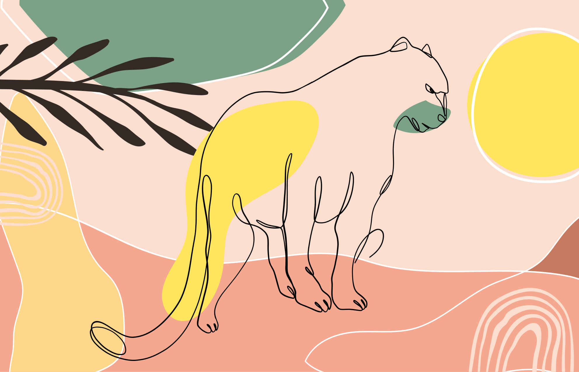 手描きパンサー動物マット - TENSTICKERS