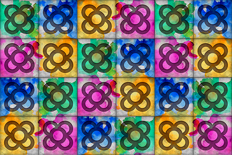 ビンテージ ビニールマット 色鮮やかなパノットタイル彩り鮮やかなパノットタイル - TENSTICKERS