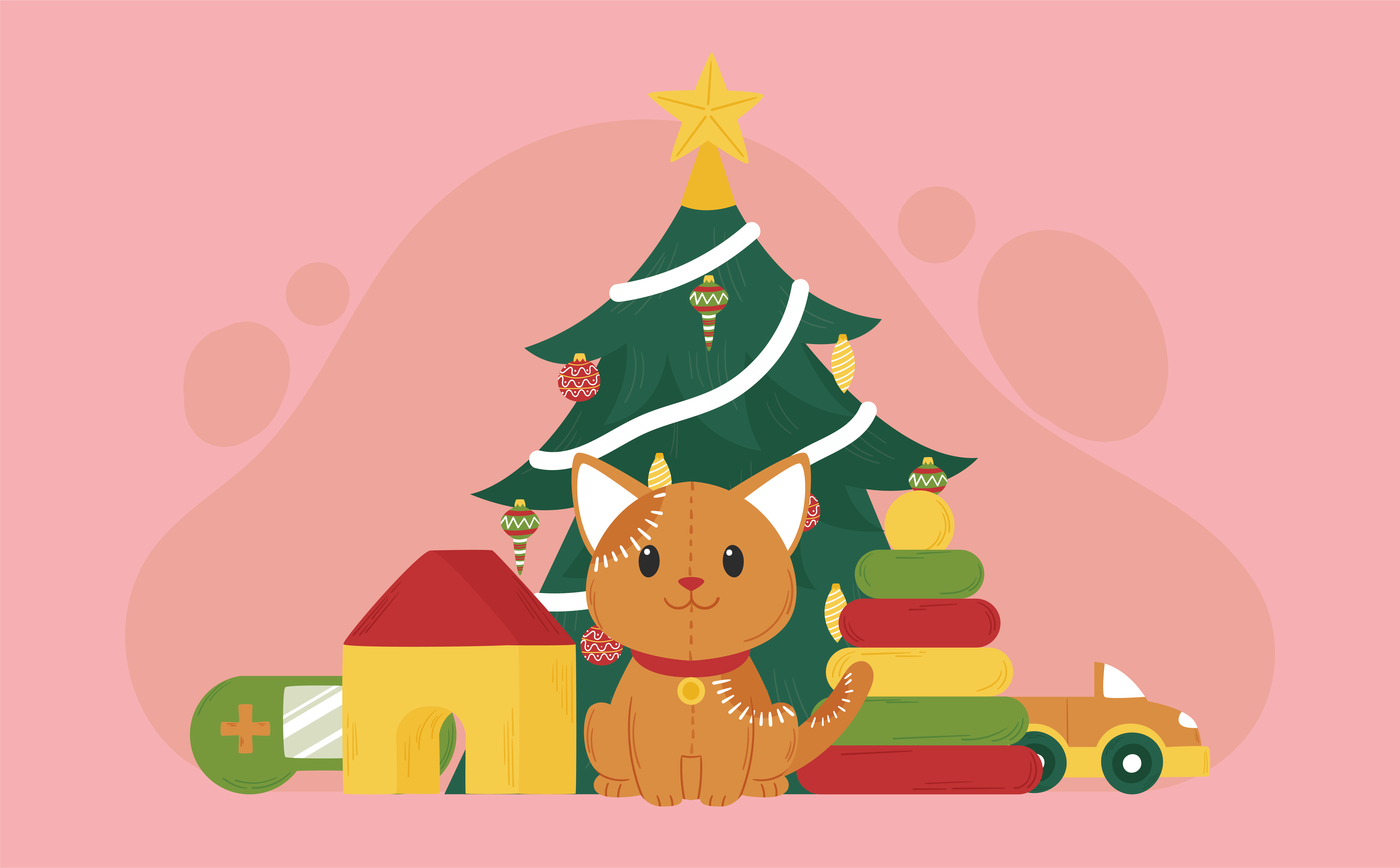 動物 ビニールマット ネコのクリスマス - TENSTICKERS