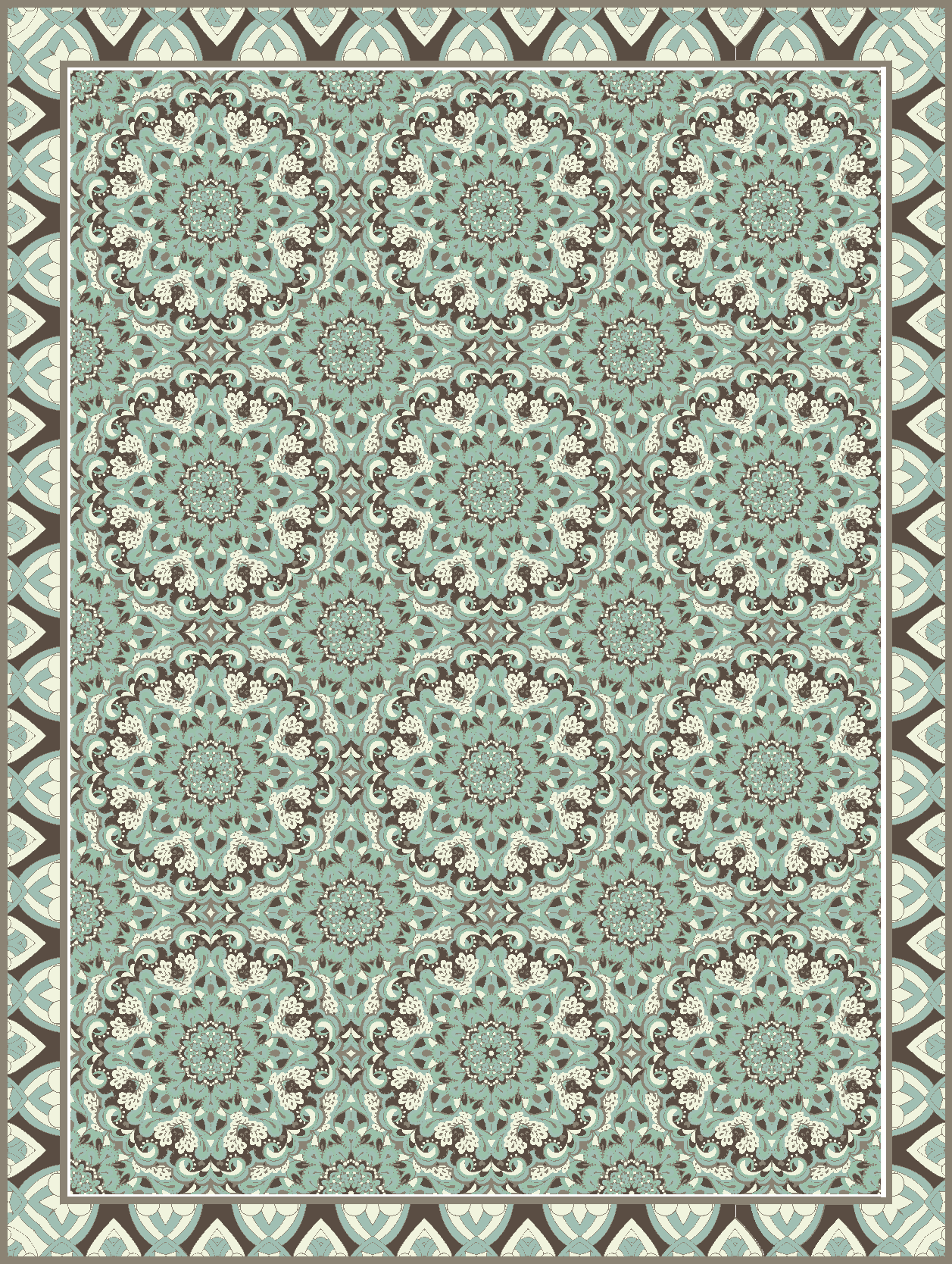 ダイニングルーム ビニールマット 花柄タイル模様 - TENSTICKERS