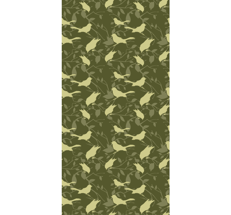 クラシック壁紙グリーンバードビクトリアンスタイルパターン - TENSTICKERS