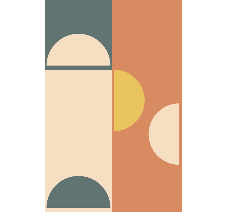 和 モダン 壁紙 半円と長方形の幾何学アート - TENSTICKERS